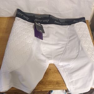 Beroy Men's White Padded Baseball Sliding Compression Shorts Cup Pocket Large